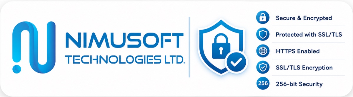 Nimusoft website security certificate: HTTPS enabled and protected with SSL/TLS 256-bit encryption